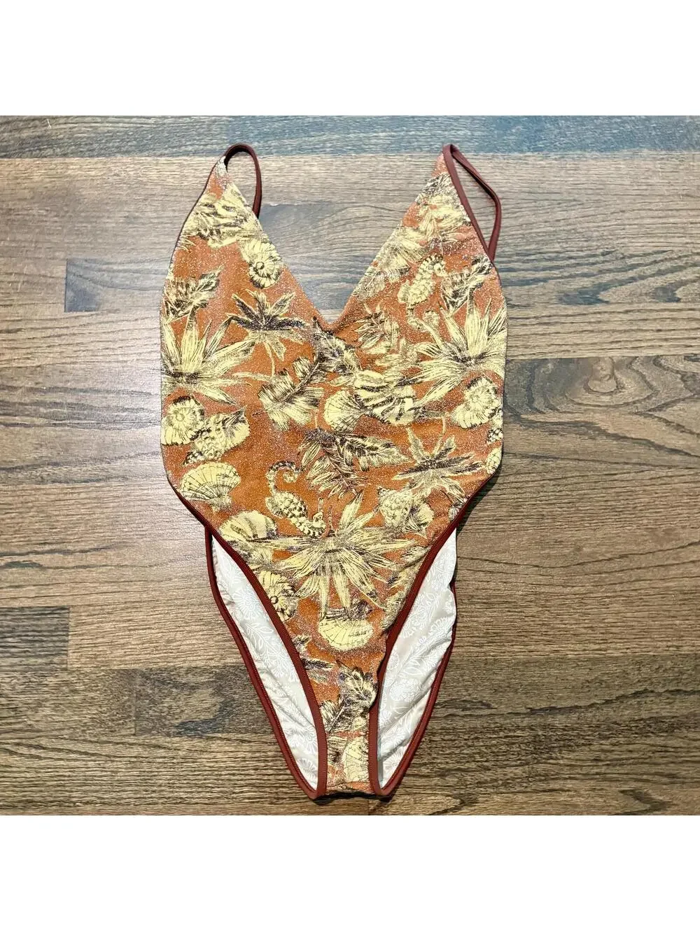 NWT Free People Free-Est Amber Printed Lurex One-Piece Swimsuit SZ XL
